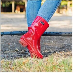 Roma Emma Mid Rain Boots 6 US 37 EU NWT Red Mid Calf Wellies